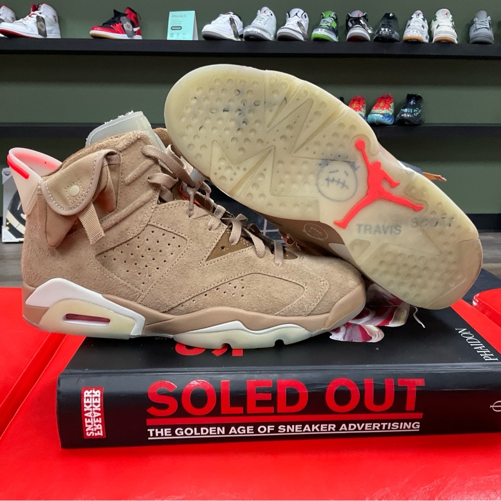 AIR JORDAN 6 RETRO X TRAVIS SCOTT BRITISH KHAKI SZ 9M USED NO box